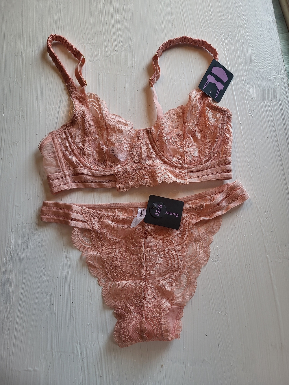 Lace Balconette Bra & Bikini Set - Blush Pink